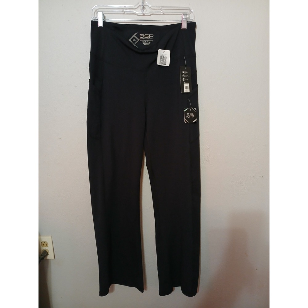 BSP Better Sports Performance XL Black Media Pocket Flare Leggings Pants